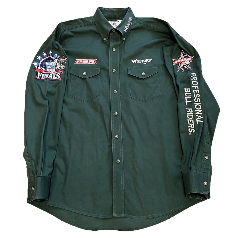 VTG Wrangler PBR Western Shirt Mens L Professional Bull Rider Ford Tough Finals